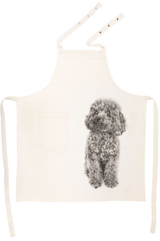 Tablier de cuisine, Design Animalier, Caniche, Blanc et Noir