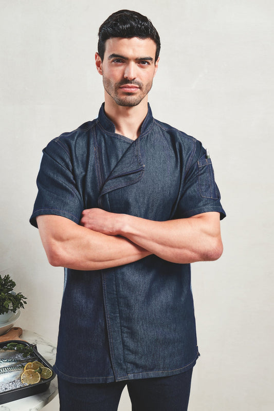 Veste de cuisinier à manches courtes et à fermeture zippée