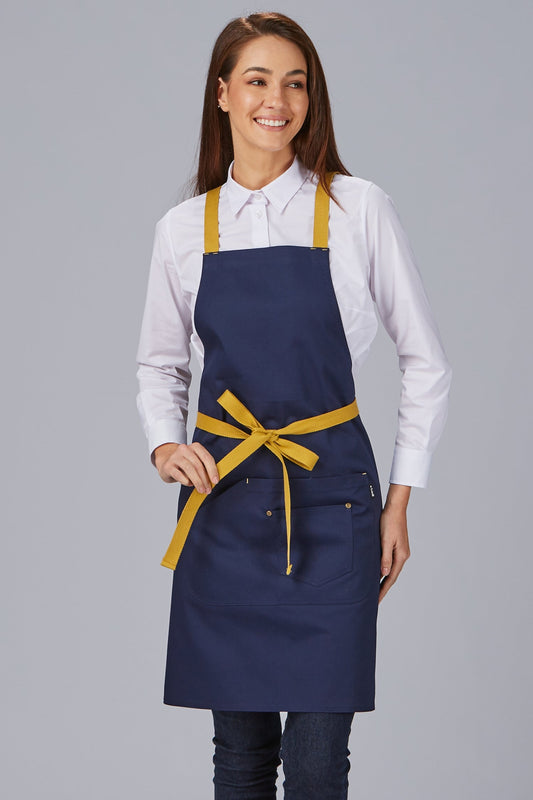 Tablier de cuisine personnalisé bicolore à bavette contrastée