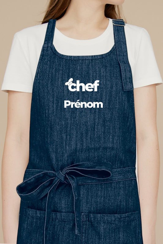 Tablier de cuisine personnalisé “Chef Prénom”, imprimé