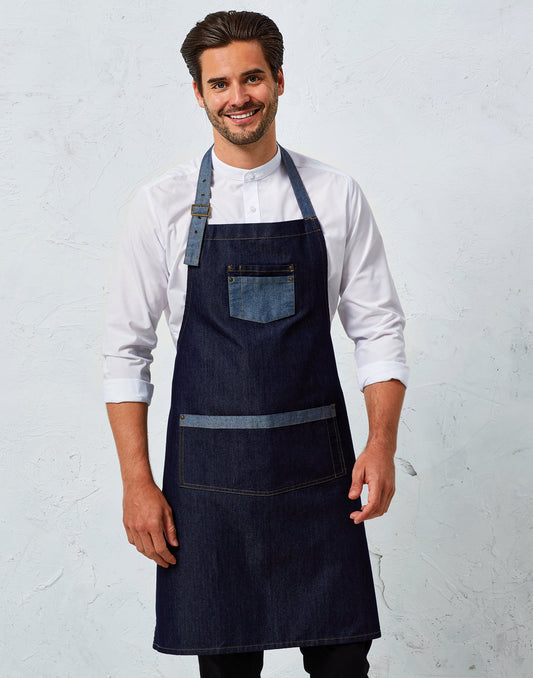 Tablier de cuisine, denim à bavette