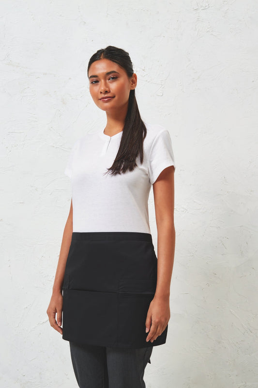 Küchenschürze mit Größenband und Reißverschlusstaschen