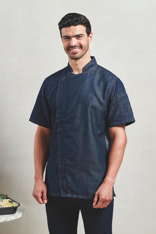 Veste de cuisinier à manches courtes et à fermeture zippée