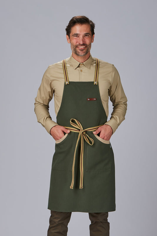 Tablier de cuisine  personnalisé bicolore à bavette