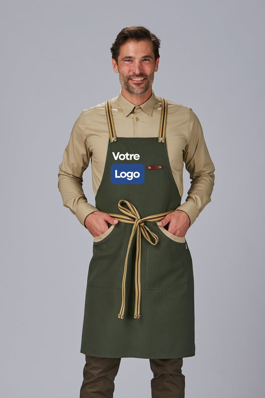 Tablier personnalisé bicolore à bavette
