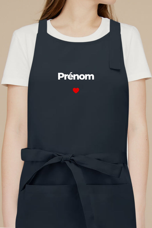 Tablier de cuisine personnalisé “Prénom coeur”, brodé