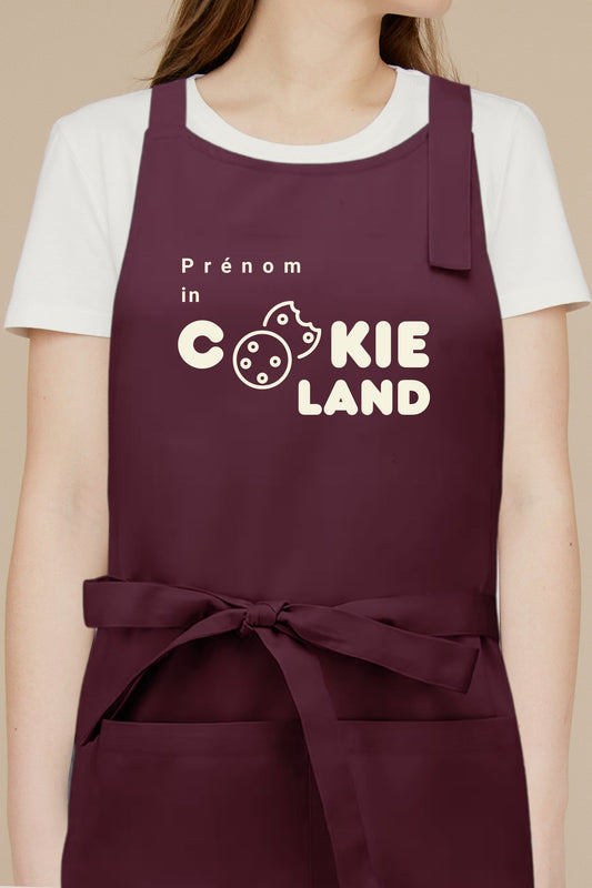 Tablier de cuisine personnalisé “Prénom in Cookieland”, brodé